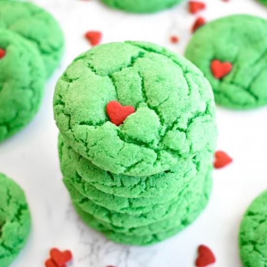 Grinch Crinkle Cookies