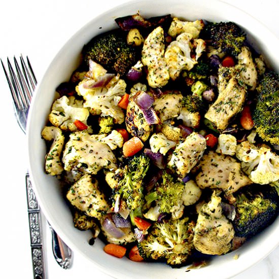 Sheet Pan Roasted Chicken & Veggies