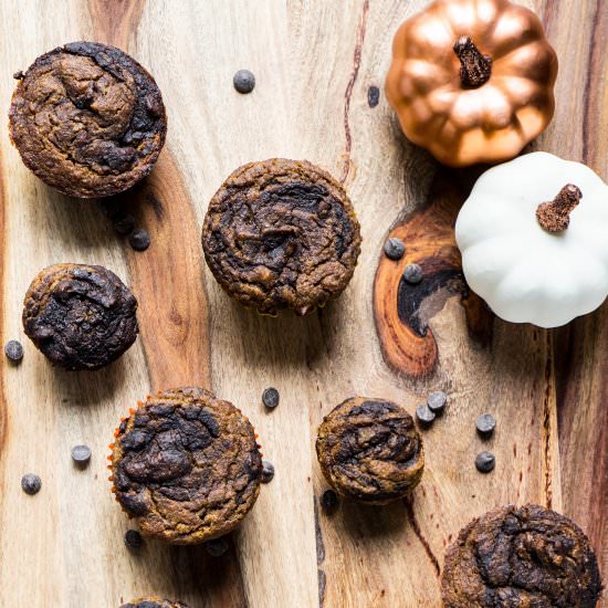 Chocolate Pumpkin Swirl Muffins