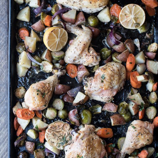 Lemony Garlic Roasted Chicken
