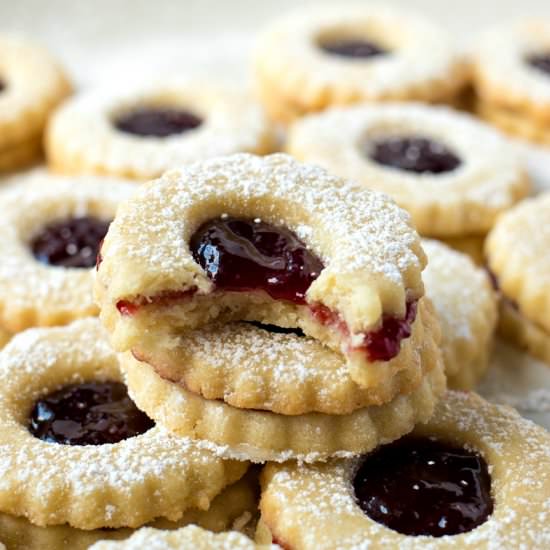 Raspberry Almond Linzer Cookies