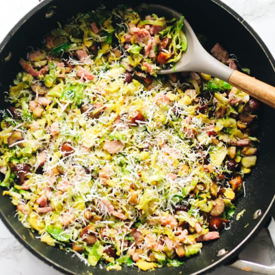 Buttered Sprouts, Chestnuts & Bacon
