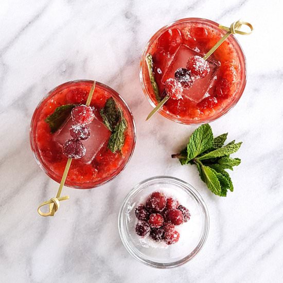Candied Cranberry Rye Whiskey Smash