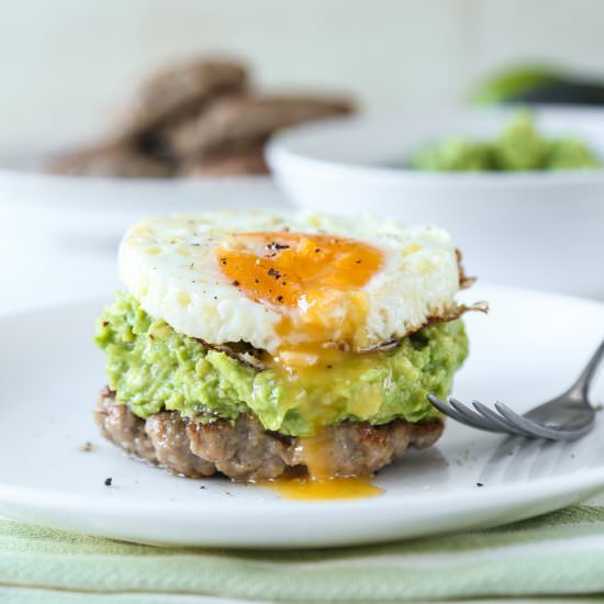 Breakfast Sausage & Guac Stacks