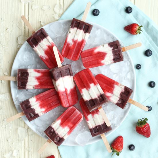 Red, White and Blue Berry Popsicles