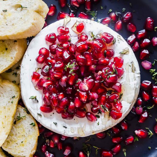 Pomegranate and Thyme Baked Brie