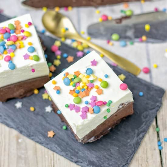 Oreo Brownie Bottom Funfetti Cake
