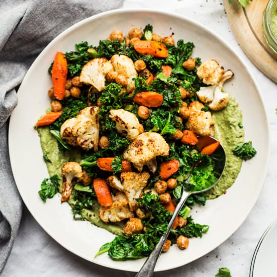 Roasted Vegetables & Cilantro Cream
