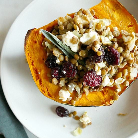 Lentil Stuffed Acorn Squash