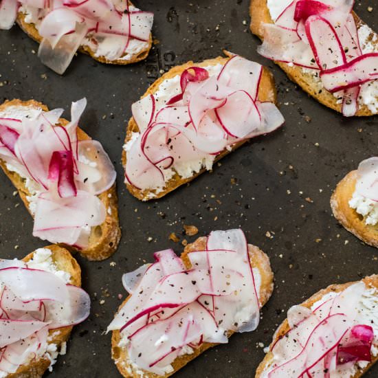 Goat Cheese and Radish Crostini