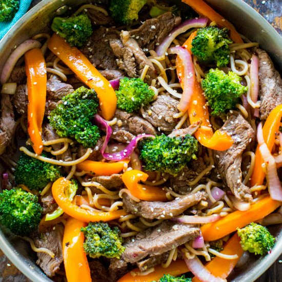 Skinny Mongolian Beef Noodles