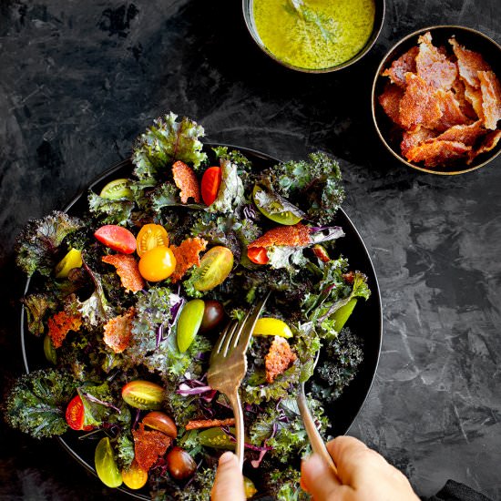 Fried Provolone Kale Salad