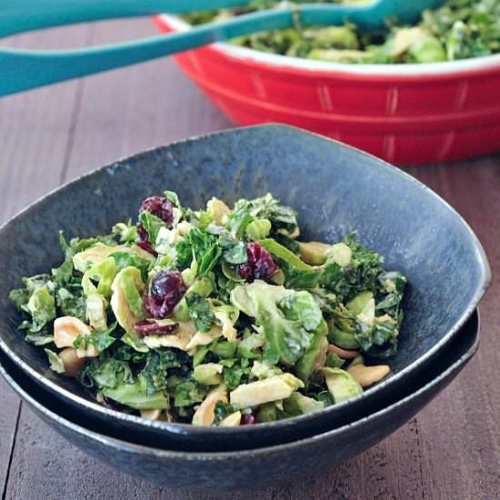 Lemony Brussels and Kale Chiffonade Salad