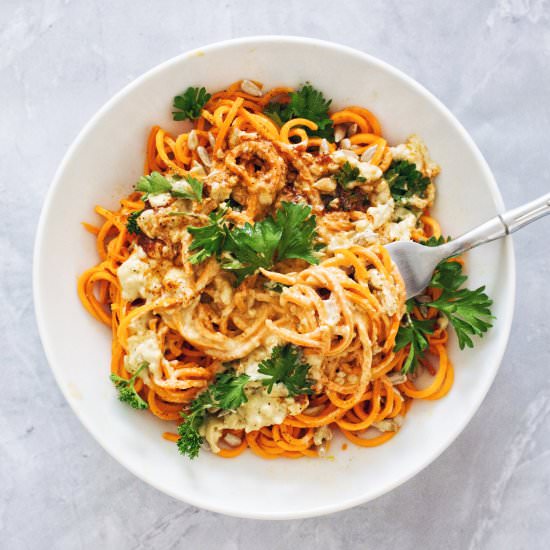 Sweet Potato Noodles with Garlic