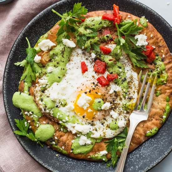 Fried Eggs with Green Tahini