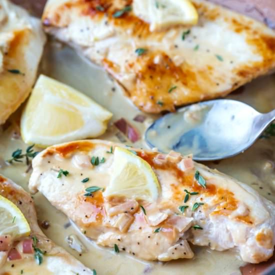 One Skillet Creamy Lemon Chicken