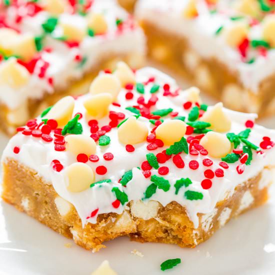 White Chocolate Christmas Blondies