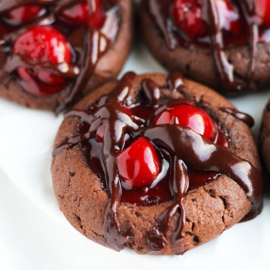 Chocolate Cherry Thumbprint Cookies