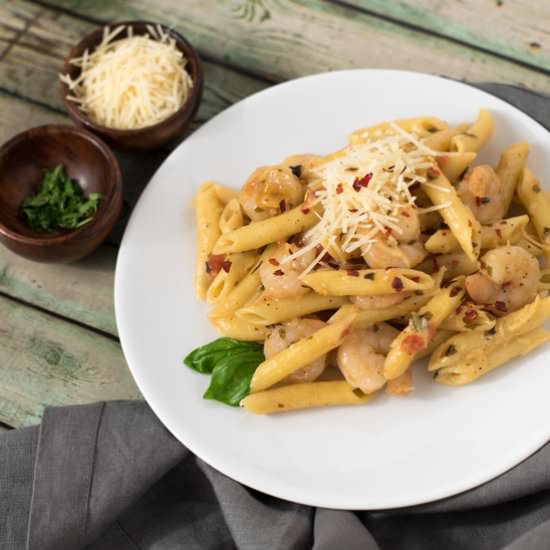 Spicy Shrimp Penne with Cream Sauce