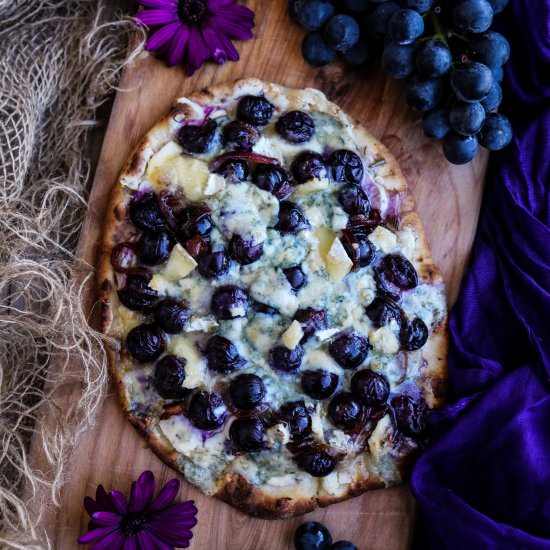 Grape Blue Cheese Brie Naan Pizza