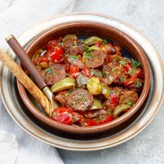 Sausage, Pepper & Onion Braise