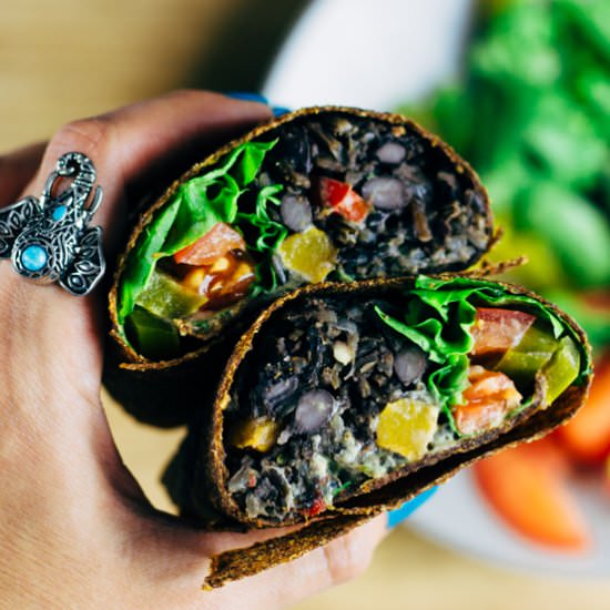 Vegan Wild Rice Black Bean Burrito