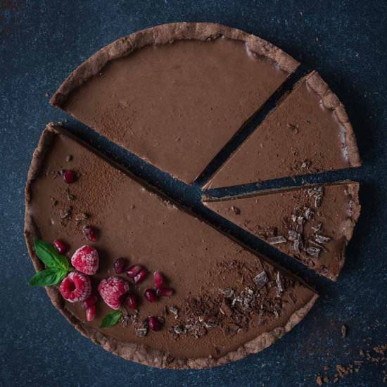 Dark Chocolate Shortbread Ganache Tart