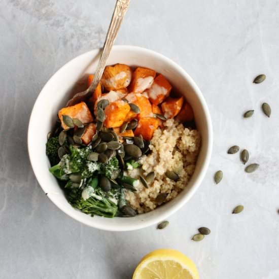 Sweet Potato Tahini Quinoa Bowls