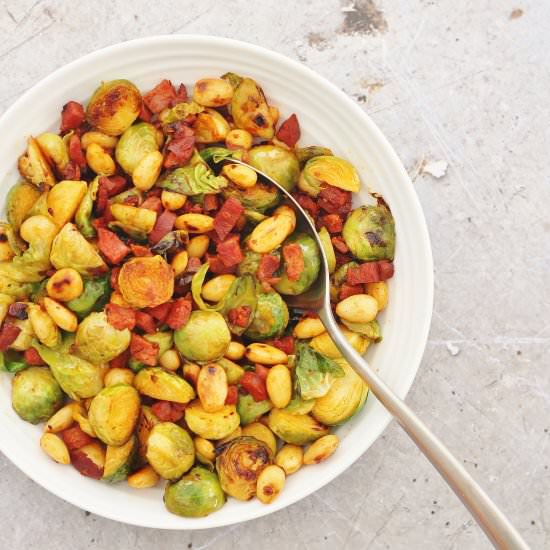 Sprouts with Chorizo and Almonds