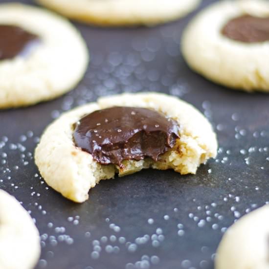 Almond Chocolate Thumbprint Cookies