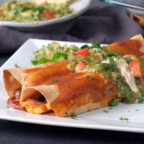 Delicata and Black Bean Enchiladas