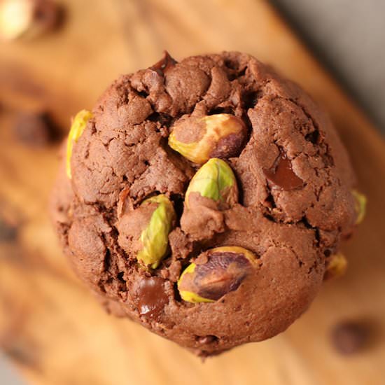 Triple Chocolate Pistachio Cookies