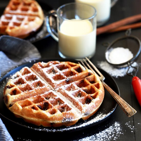 Chocolate Chip Eggnog Waffles