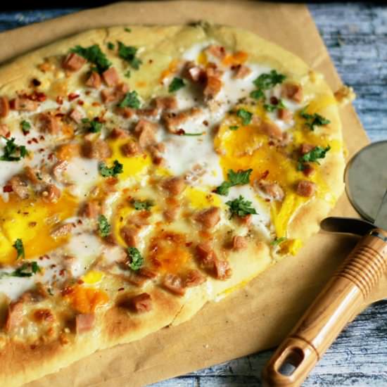 Breakfast Pizza with Pancake Crust
