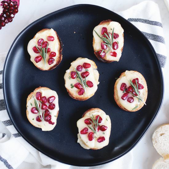 Pomegranate Brie Crostini