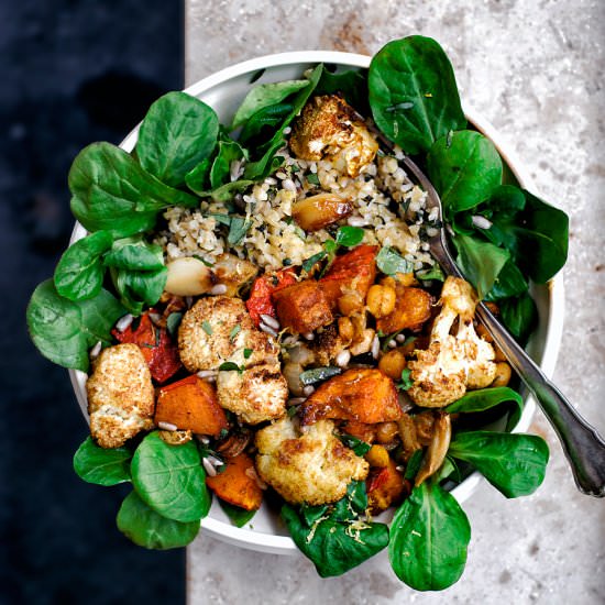 Roasted Cauliflower Grain Bowl