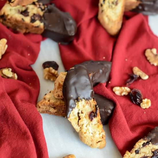 Chocolate Cranberry Walnut Biscotti