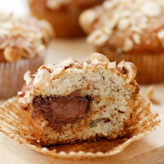 Nutella Filled Banana Muffins