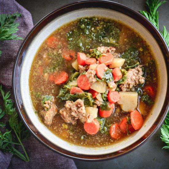 Sausage, Kale and Carrot Soup