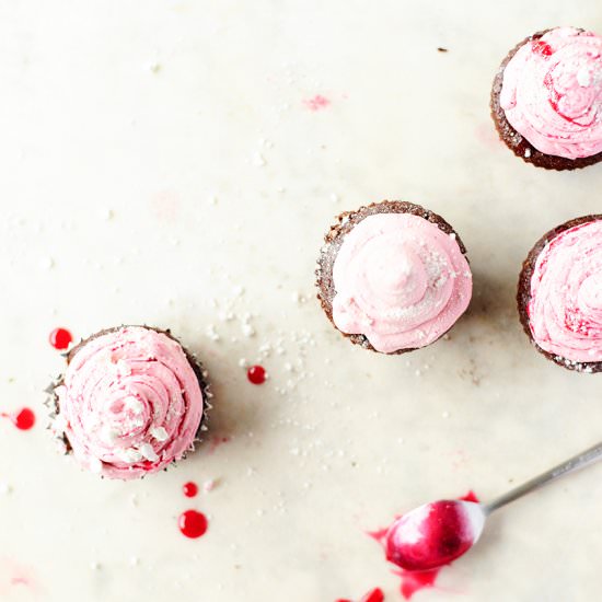 Chocolate cupcakes with cranberry