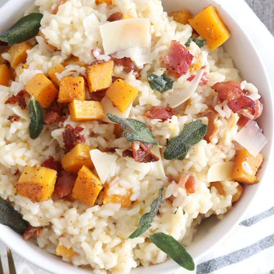 Butternut Squash Risotto with Bacon