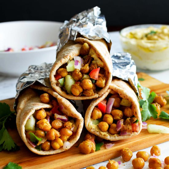 Roasted Chickpeas Hummus Wrap
