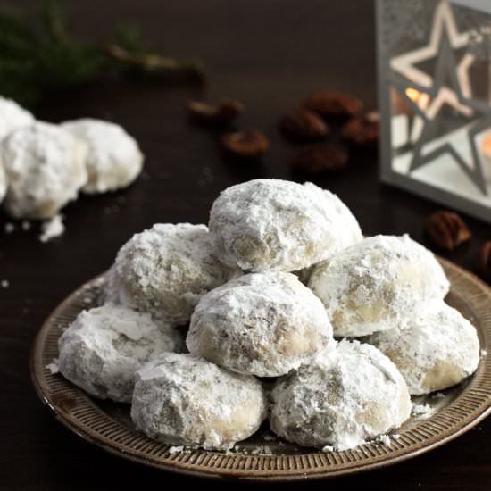 Chocolate Stuffed Snowball Cookies