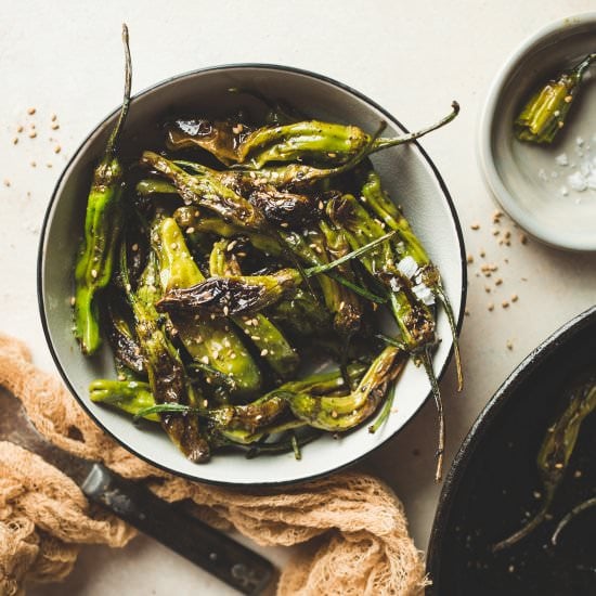 GARLIC MISO GLAZED SHISHITO PEPPERS