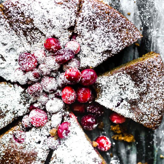 Cranberry Sour Cream Almond Cake
