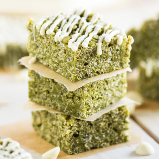 Healthy Matcha Krispy Treats