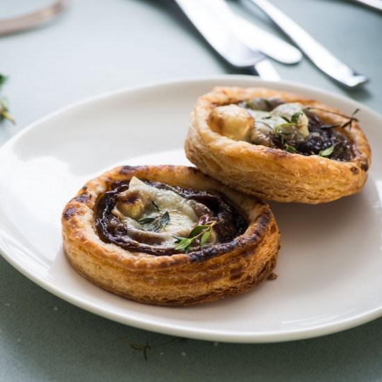 French Onion Tarts with Gruyere