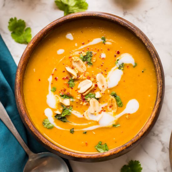 Peanut, Carrot & Sweet Potato Soup