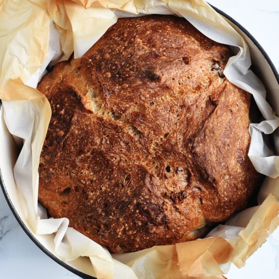 No-Knead Dutch-Oven Nutty Boule