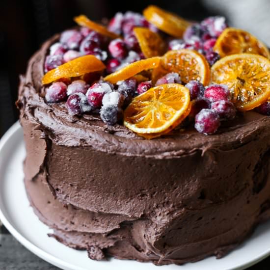 Chocolate Cranberry Clementine Cake